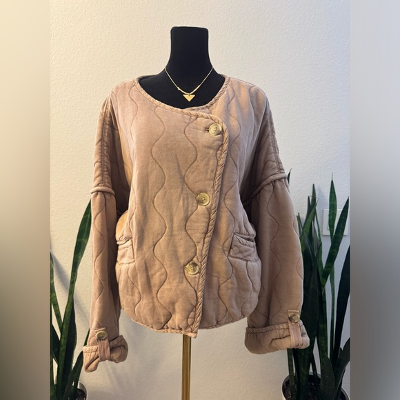 NWT FREE PEOPLE QUILTED JACKET DOLMAN SLEEVES WARM FALL COZY OVERSIZED LAYERING - Picture 10 of 16